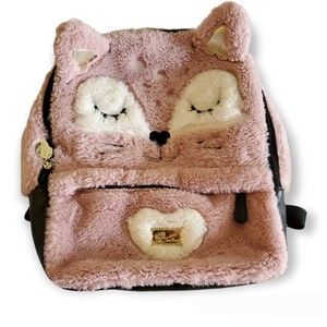 Betsey Johnson plush foxy backpack "Luv Betsy" blush rose pink mauve